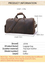 Load image into Gallery viewer, JOYIR Genuine Leather Large Duffel Bag
