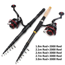 Load image into Gallery viewer, 1.8m 2.1m 2.4m 2.7m 3.0m Carbon Fiber Telescopic Fishing Rod
