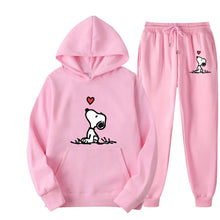 Load image into Gallery viewer, Snoopy Cartoon Anime Women Sweatshirt Sweatpants Set 2024 Fashion Men Pullover Pants Suit Spring Autumn Couple Hoodie Pant Sets
