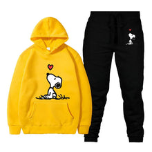 Load image into Gallery viewer, Snoopy Cartoon Anime Women Sweatshirt Sweatpants Set 2024 Fashion Men Pullover Pants Suit Spring Autumn Couple Hoodie Pant Sets
