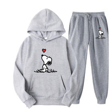 Load image into Gallery viewer, Snoopy Cartoon Anime Women Sweatshirt Sweatpants Set 2024 Fashion Men Pullover Pants Suit Spring Autumn Couple Hoodie Pant Sets
