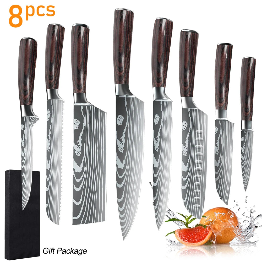 8/10pcs Gift Japanese Kitchen Knives Set