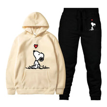 Load image into Gallery viewer, Snoopy Cartoon Anime Women Sweatshirt Sweatpants Set 2024 Fashion Men Pullover Pants Suit Spring Autumn Couple Hoodie Pant Sets
