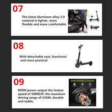 Load image into Gallery viewer, HVD-3 Adults Electric Scooters 800W 48V15A Foldable Electric Kick Scoot With Seat Max Speed 45-50KM/H USA/EU/UK Warehouse
