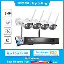 Load image into Gallery viewer, ZOSI 3MP Wireless Security Cameras System with 8channel
