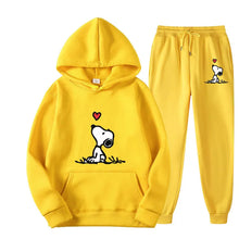 Load image into Gallery viewer, Snoopy Cartoon Anime Women Sweatshirt Sweatpants Set 2024 Fashion Men Pullover Pants Suit Spring Autumn Couple Hoodie Pant Sets
