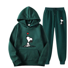 Load image into Gallery viewer, Snoopy Cartoon Anime Women Sweatshirt Sweatpants Set 2024 Fashion Men Pullover Pants Suit Spring Autumn Couple Hoodie Pant Sets
