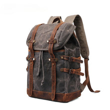 Load image into Gallery viewer, New Wax Canvas Bag with Genuine Leather Travel Outdoor Backpack
