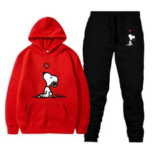 Load image into Gallery viewer, Snoopy Cartoon Anime Women Sweatshirt Sweatpants Set 2024 Fashion Men Pullover Pants Suit Spring Autumn Couple Hoodie Pant Sets
