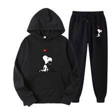 Load image into Gallery viewer, Snoopy Cartoon Anime Women Sweatshirt Sweatpants Set 2024 Fashion Men Pullover Pants Suit Spring Autumn Couple Hoodie Pant Sets
