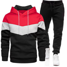 Load image into Gallery viewer, Men&#39;s Tracksuit Casual Jogging Suit Outdoor Set Hoodies + Black Sweatpant 2pcs Fashion Warm contrasting colors Sportswear
