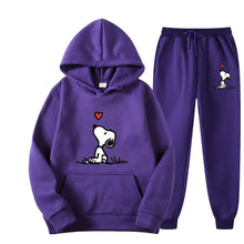 Load image into Gallery viewer, Snoopy Cartoon Anime Women Sweatshirt Sweatpants Set 2024 Fashion Men Pullover Pants Suit Spring Autumn Couple Hoodie Pant Sets
