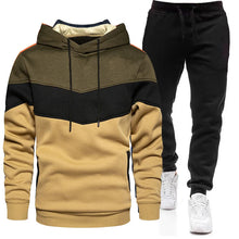 Load image into Gallery viewer, Men&#39;s Tracksuit Casual Jogging Suit Outdoor Set Hoodies + Black Sweatpant 2pcs Fashion Warm contrasting colors Sportswear
