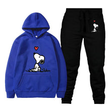 Load image into Gallery viewer, Snoopy Cartoon Anime Women Sweatshirt Sweatpants Set 2024 Fashion Men Pullover Pants Suit Spring Autumn Couple Hoodie Pant Sets
