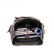 Load image into Gallery viewer, New Wax Canvas Bag with Genuine Leather Travel Outdoor Backpack
