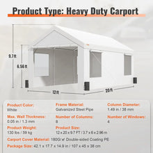 Load image into Gallery viewer, Carport, 12&#39;x20&#39; Extra Large Heavy Duty Carport,
