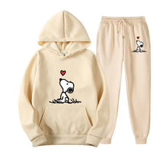 Load image into Gallery viewer, Snoopy Cartoon Anime Women Sweatshirt Sweatpants Set 2024 Fashion Men Pullover Pants Suit Spring Autumn Couple Hoodie Pant Sets
