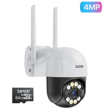 Load image into Gallery viewer, ZOSI Wifi PTZ Camera 2MP/3MP/4MP Starlight Night Vison Surveillance Outdoor IP Camera 2-Way Audio AI Human Detect Wireless Cam
