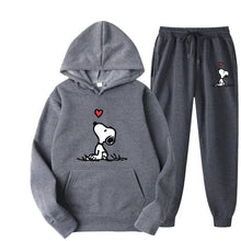 Load image into Gallery viewer, Snoopy Cartoon Anime Women Sweatshirt Sweatpants Set 2024 Fashion Men Pullover Pants Suit Spring Autumn Couple Hoodie Pant Sets
