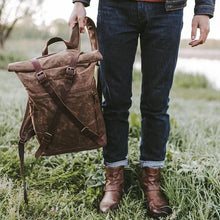 Load image into Gallery viewer, Men&#39;s Waterproof Wax Canvas Hiking Backpack
