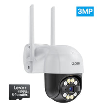 Load image into Gallery viewer, ZOSI Wifi PTZ Camera 2MP/3MP/4MP Starlight Night Vison Surveillance Outdoor IP Camera 2-Way Audio AI Human Detect Wireless Cam
