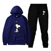 Load image into Gallery viewer, Snoopy Cartoon Anime Women Sweatshirt Sweatpants Set 2024 Fashion Men Pullover Pants Suit Spring Autumn Couple Hoodie Pant Sets
