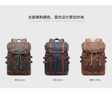 Load image into Gallery viewer, New Wax Canvas Bag with Genuine Leather Travel Outdoor Backpack
