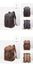 Load image into Gallery viewer, New Wax Canvas Bag with Genuine Leather Travel Outdoor Backpack
