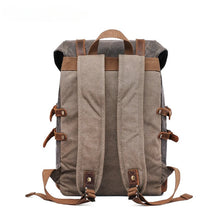 Load image into Gallery viewer, New Wax Canvas Bag with Genuine Leather Travel Outdoor Backpack
