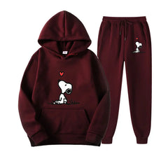 Load image into Gallery viewer, Snoopy Cartoon Anime Women Sweatshirt Sweatpants Set 2024 Fashion Men Pullover Pants Suit Spring Autumn Couple Hoodie Pant Sets
