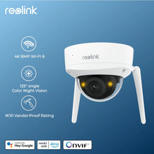 Load image into Gallery viewer, Reolink 4K WiFi Security Camera IK10 Vandal-Proof 2.4G/5Ghz Wi-Fi 6 Surveillance Cameras 8MP Outdoor Wireless IP Camera
