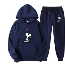 Load image into Gallery viewer, Snoopy Cartoon Anime Women Sweatshirt Sweatpants Set 2024 Fashion Men Pullover Pants Suit Spring Autumn Couple Hoodie Pant Sets
