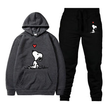 Load image into Gallery viewer, Snoopy Cartoon Anime Women Sweatshirt Sweatpants Set 2024 Fashion Men Pullover Pants Suit Spring Autumn Couple Hoodie Pant Sets
