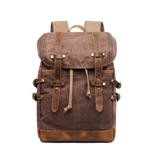 Load image into Gallery viewer, New Wax Canvas Bag with Genuine Leather Travel Outdoor Backpack
