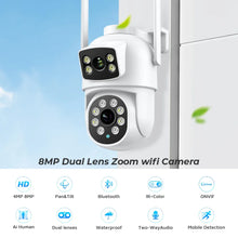 Load image into Gallery viewer, Outdoor Wireless Security IP Camera 4K 8MP HD Dual Lens External Wifi PTZ Camera Auto Tracking Street Surveillance Camera iCsee
