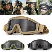 Load image into Gallery viewer, JSJM Airsoft Tactical Goggles 3 Lens Windproof Dustproof Shooting Motocross Motorcycle Mountaineering Glasses CS Safe Protection
