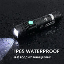 Load image into Gallery viewer, Ultra Bright LED Flashlight With XP-L V6 LED lamp beads Waterproof Torch Zoomable 4 lighting modes Multi-function USB charging
