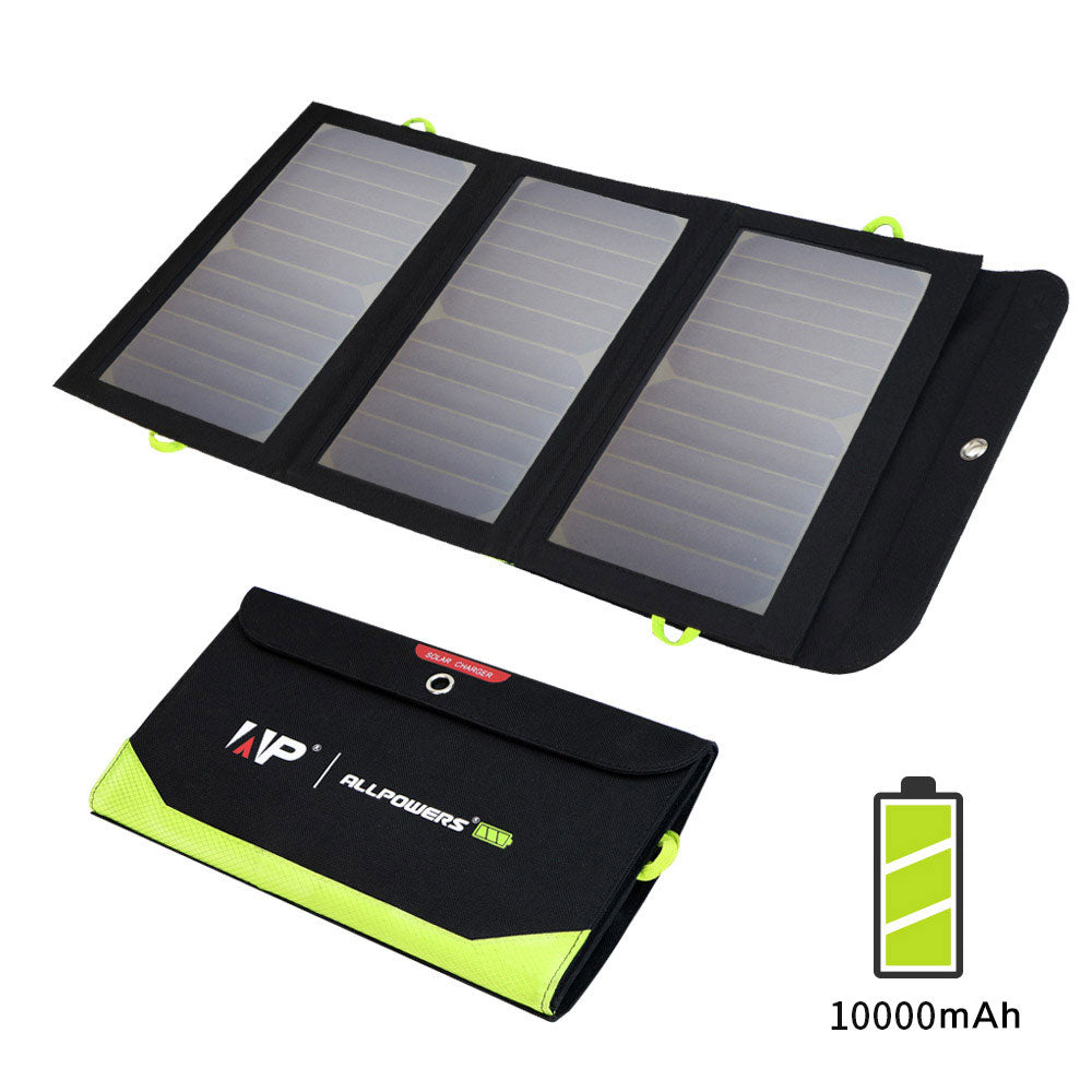 ALLPOWERS Solar Charger 5V / 18V Foldable solarpanel With USB Port, 21W Home Backup / Outdoor Emergency Power for all phones