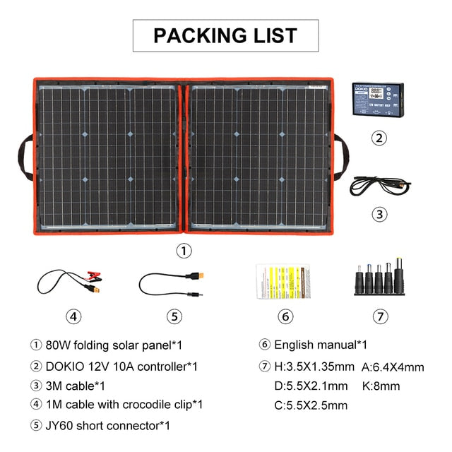 Dokio 18V 100W 200W 300W Flexible Foldable Solar Panel 12V Controller Portable Solar Panel For Camping/Travel