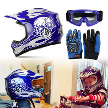 Load image into Gallery viewer, DOT Motorcycle Youth Kids Child helmet full face motocross casco moto Off-road Street Goggles Gloves Bike helmets ATV capacete
