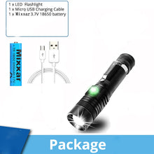 Load image into Gallery viewer, Ultra Bright LED Flashlight With XP-L V6 LED lamp beads Waterproof Torch Zoomable 4 lighting modes Multi-function USB charging
