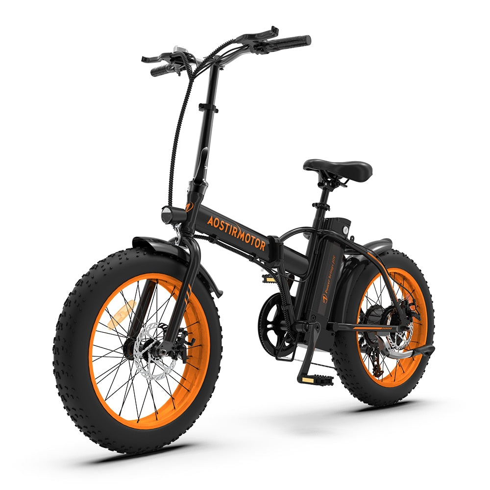 AOSTIRMOTOR A20 Folding Ebike 500W Electric Mountain Bike 20Inch 4.0 Fat Bike For Adult 36V 13Ah Removable Battery Beach Bicycle