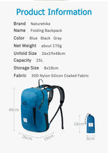 Load image into Gallery viewer, Naturehike Backpack 170g 22L Ultralight Shoulder Bag Women Man bag Waterproof Folding Bag Travel Climbing Trekking Men Backpack
