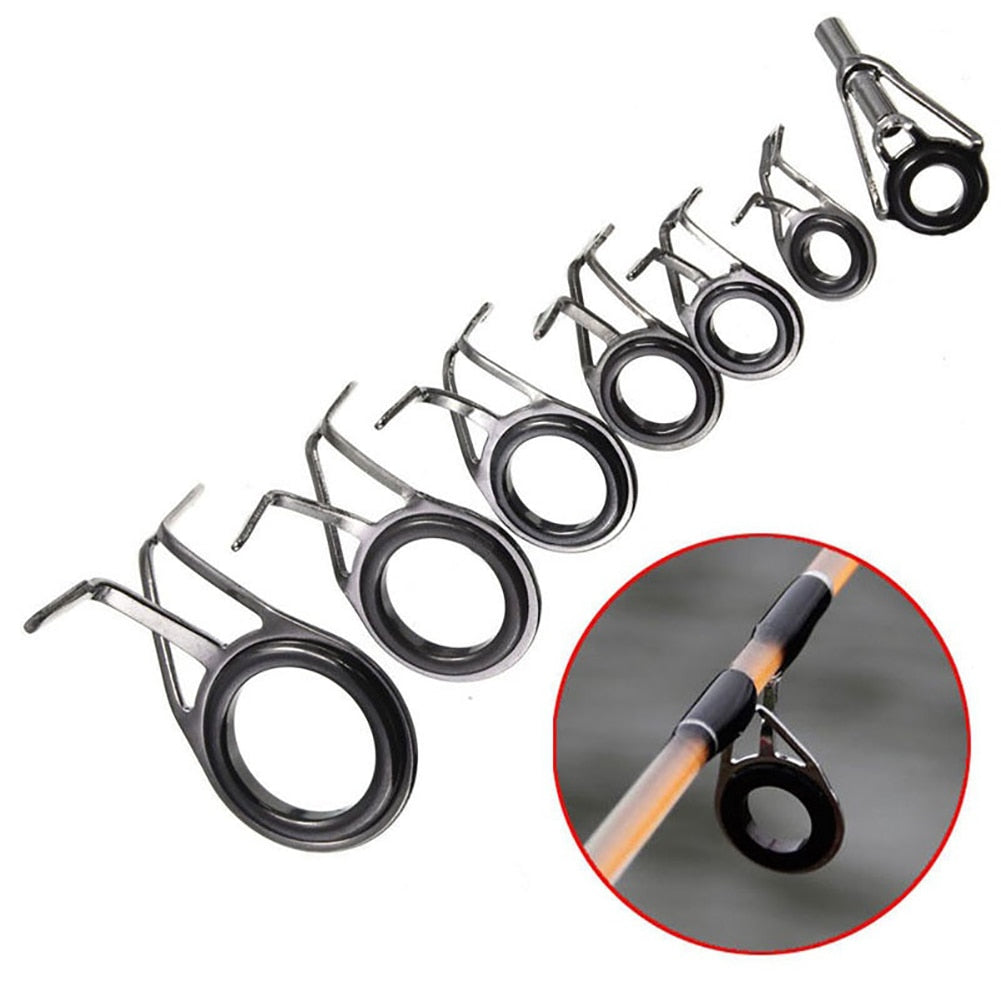 7Pcs/Set Boat Trolling Fishing Rod Guide Eye Ring Spinning Casting Line Guide Tip Top Rod Building Repair Kit Accessories Tools