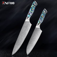 Load image into Gallery viewer, XITUO 67 Layer Damascus Steel Kitchen Knives Set Abalone Handle Sharp Santoku Bread Boning Knife Practical Kitchen Cutting Tools
