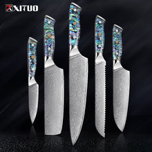 Load image into Gallery viewer, XITUO 67 Layer Damascus Steel Kitchen Knives Set Abalone Handle Sharp Santoku Bread Boning Knife Practical Kitchen Cutting Tools
